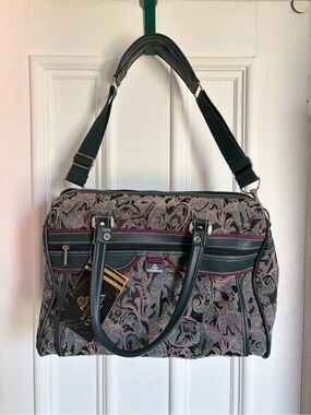 NWT Deadstock Vintage McBrine Tapestry Carry On Luggage Bag with Paisley Pattern
